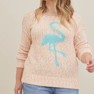 Torrid Women's Cotton Blend Flamingo Beachy Coastal Sweater Plus Size 4X 26
